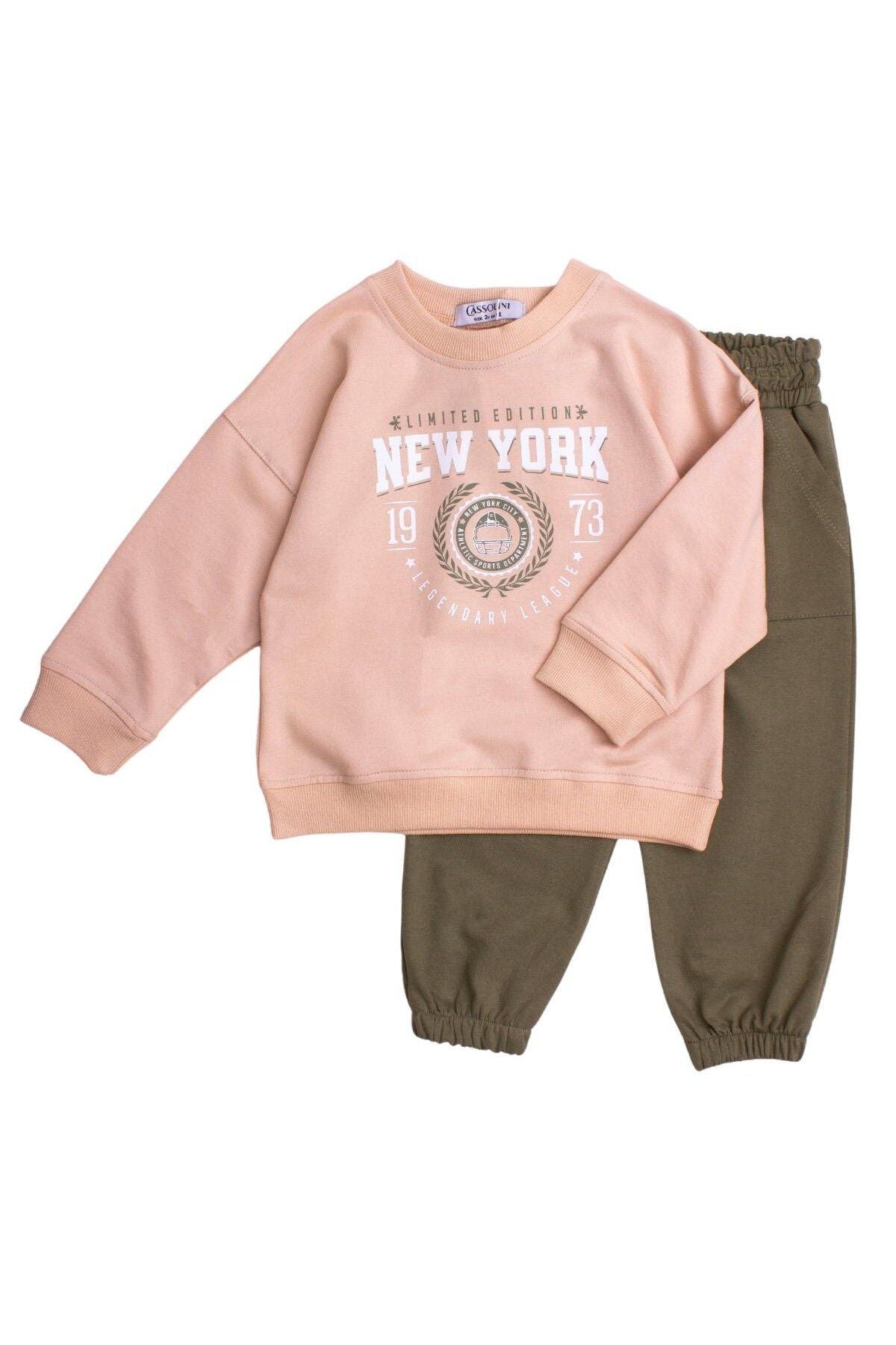 New York Baskılı Oversize Alt Üst Bebek Çocuk Eşorfman Takımı